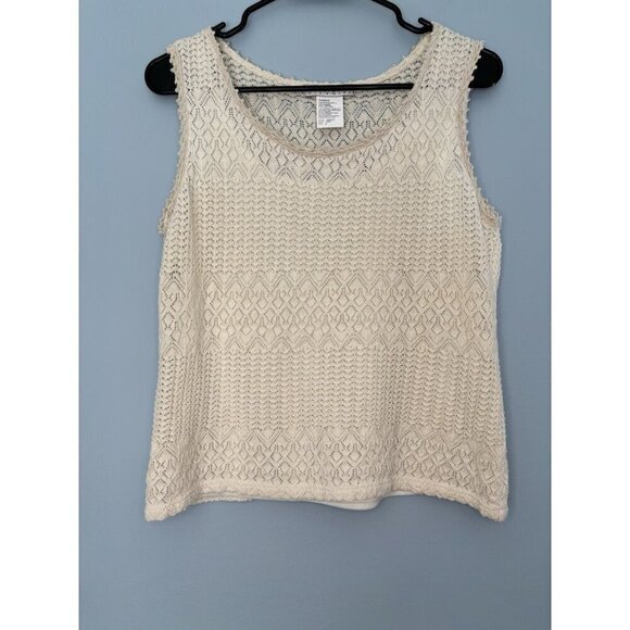 City Girl Tops - Vintage Nancy Bolen City Girls Tank Top Lace Ivory Lined Size Medium Cottagecore
